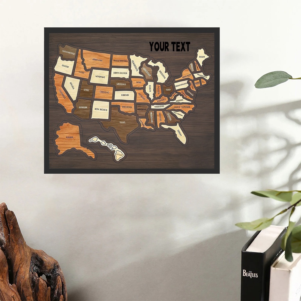 Woodworking Usa - Rompecabezas de Madera Personalizable con Mapa