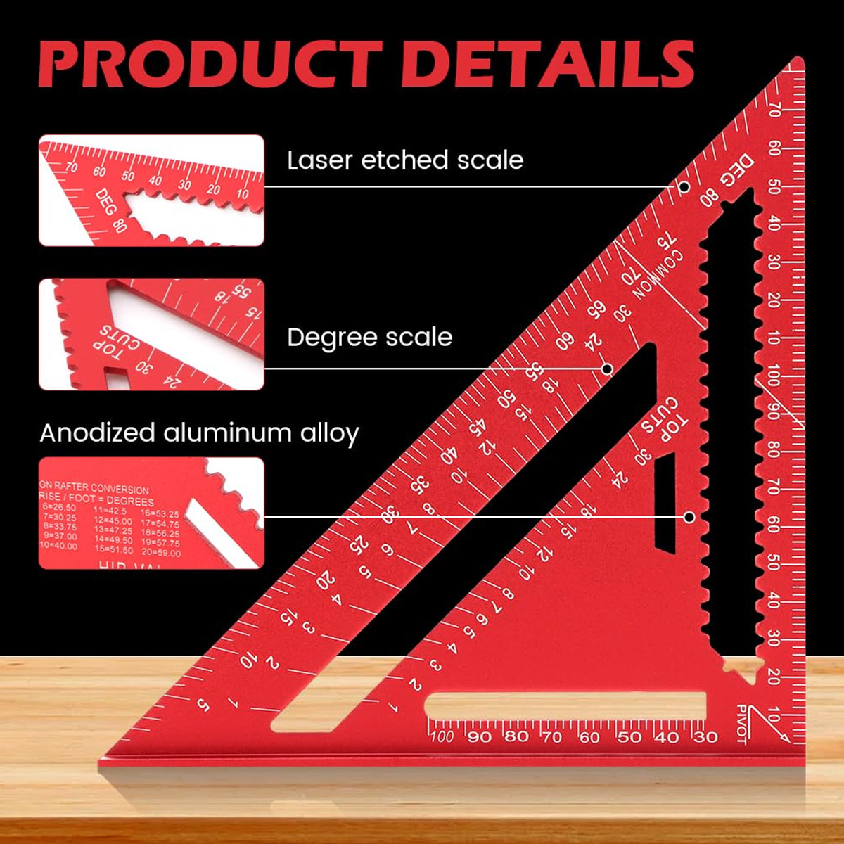 Woodworking Man - Regla Triangular de Alta Precisión de