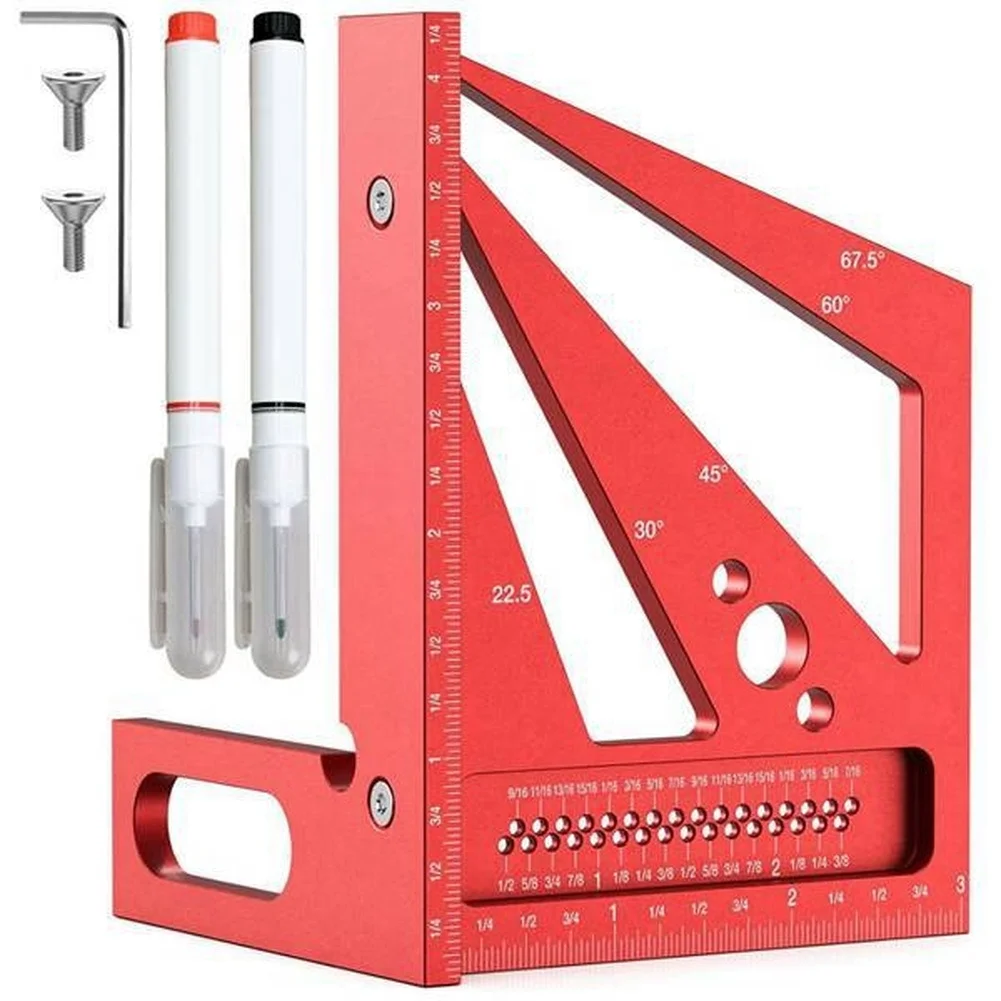 Woodworking Workshop Layout - Regla de Medición Multiángulo 3D Roja,